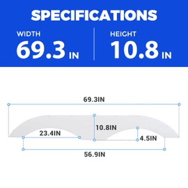 HECASA Trailer Fender Skirts Pair Tandem for RVs Campers and Trailers Left+Right - White |Strong Flexible Durable