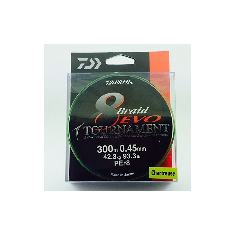 Daiwa Tournament 8 Braid EVO 0.45mm, 42,3kg/93,3lbs 300m chartreuse