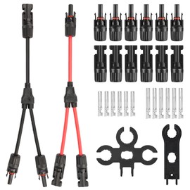 DERUXI Y Branch Parallel Connector MMF+FFM(1 Pair), 6 Pairs of Solar Panel Cable Connectors Male/Female with IP68 Waterproof, 2Pcs Solar Panel Tool Spanner for Parallel Photovoltaic Connection