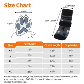 ASENKU Anti-Slip Dog Socks to Prevent Licking Paws, Dog Boots & Paw Protectors with Adjustable Strap for Hot/Cold Pavement, Dog Shoes for Hardwood Floors for Large Senior Dogs, Grey XL