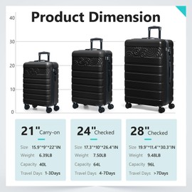 Krute Luggage Suitcase with Spinner Wheels PC+ABS Hard Shell Suitcases Lightweight 24 Inch Luggage with USB Charging Port & TSA Lock
