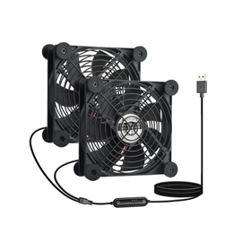euroharry USB 120 mm Quiet Fan, 2-in-1, 6 Wind Speeds for Smart Timing Controller, Motor Moisture Resistant (IPX5) Dustproof, Wide Voltage Compatible 5-12 V Suitable
