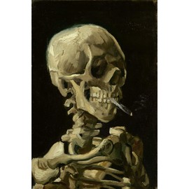 Creepy van Gogh Smoking Skeleton Poster Print Painting Unframed Reproduction