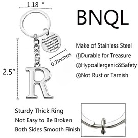 BNQL Letter Keychain Initial Alphabet Initial Letter Pendant with Key Ring Inspirational Gifts, R, Large