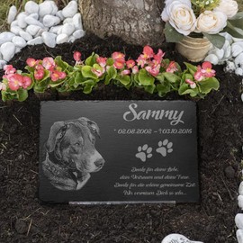 CHRISCK design Beautiful Memorial Plaque for Dogs Cats and Pets Gravestone with Engraving for Animals Cat Gravestone Slate 20 x 15 cm