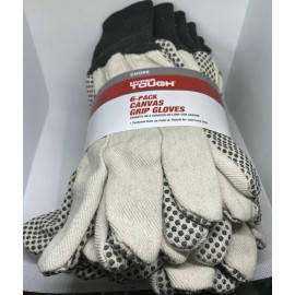 Hypertough Hyper Tough package of 6 Canvas Grip Gloves Size: Large