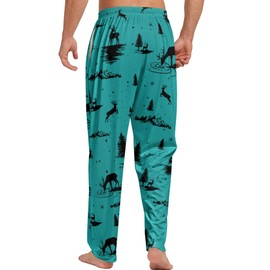 MDLBNSI Christmas Mens Pajama Pants Christmas Lounge Pajamas Sleep Pants Printed Bottoms Sleepwear Deer Green XL