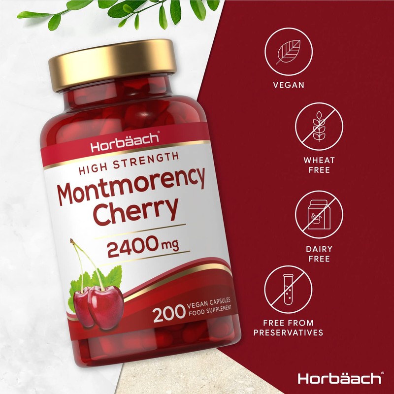 Montmorency Cherry Capsules 2400mg | 200 Count | Tart Cherry