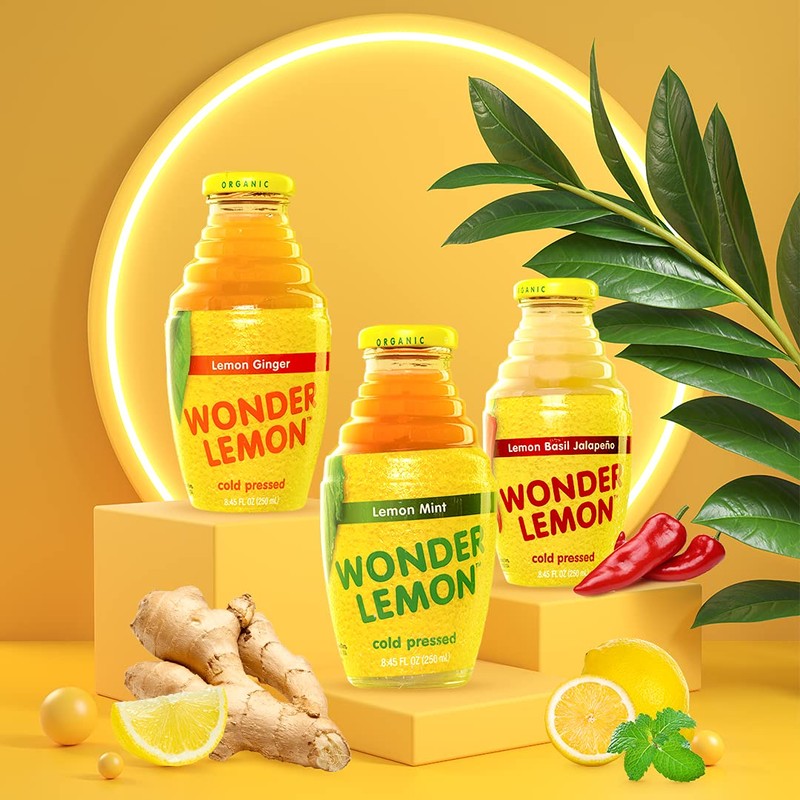 Wonder Lemon Organic Lemon Cold Pressed Juice, Variety Pack, 8.45oz,