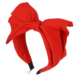 Zenarao Bowknot Headband with Double Layer Bow, Bow Headband for Women and Girls, Large Fashion Bow Hair Band, Cute Red Bow Headband Hair Accessories