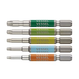 Vessel (VESSEL) 40V Compatible Single Head Torx Rigid Bit 5-Piece Set T10H/T15H/T20H/T25H/T30H×65 GS5P-33