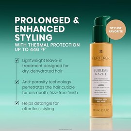 Rene Furterer KARITE HYDRA Crema hidratante para el día del brillo, cabello seco, sin enjuague, aceite de karité, 3.3 fl.oz.