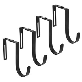 Fukaisu 4pcs Adjustable Cubicle Hooks, Heavy Duty Over Door Hanger Hooks for Clothes Organizer Towel Rack Coat Hat for Home Bedroom Office Cloakroom No Drilling Required(Black)