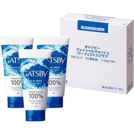  GATSBY Perfect Scrub, 4.6 oz (130 g) x 3 Bottles, Men's Facial Cleansing Foam, Scrub, Facial Wash