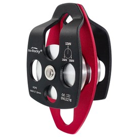Ito Rocky Double Sheave Pulley 32 kN CE Certified Rescue Climbing Gear with Swing Plate for Progress Capture System Rigging Hauling Arborist Tree - Black