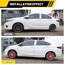 AUTOFREE 15 inch Wheel Covers Hubcaps, ABS White & Red Lacquer Wheel Rim Covers Clip On Auto Tire Sturdy Guards Replacement Set of 4, Universal for Most Cars Nissan Toyota Acura Chevy Mazda VW