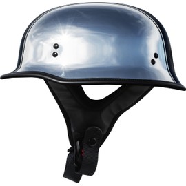 Highway 21 9mm Half Helmet for Motorcycle, DOT Approved, Lightweight Low Profile Cruiser Protection, FMVSS 218 Certified (Chrome, Large)
