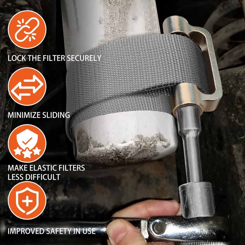 MEKILYN Heavy Duty Strap Filter Wrench for Oil Filter Removal