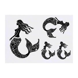 4 x 'Abstract Mermaid' Temporary Tattoos - Water Resistant, Skin-Safe, Non-Toxic Transfers, Mixed Sizes (TO00071882)