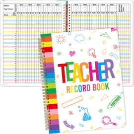 Teacher Record Book Rainbow Class Grade Book for Teacher Assignments Attendance Tests Gradebook Classroom Office Supplies 8-1/2 x 11 inch