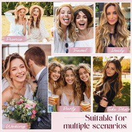 S-noilite Clip in Human Hair Extensions,Remy Clip in Human Extensions 6 Pcs 6clips Straight Golden Brown/Bleach Blonde Hair Extensions for Women 16Inch 40g