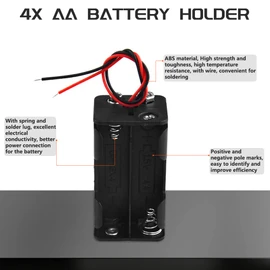 WMYCONGCONG 5 Pack 4 x 1.5V AA Battery Holder with I Type Wired Battery Clip Standard Snap Connector(4AA)
