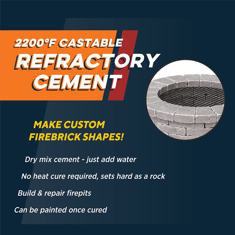 Rutland Castable Refractory Cement 25 Pound - High Temperature Fireplace