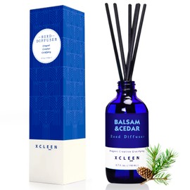 Xcleen Reed Diffusers for Home, Balsam & Cedar Diffuser with Sticks, 3.7 Oz Scented Fragrance Oil Diffuser for Bedroom, Bathroom Decor