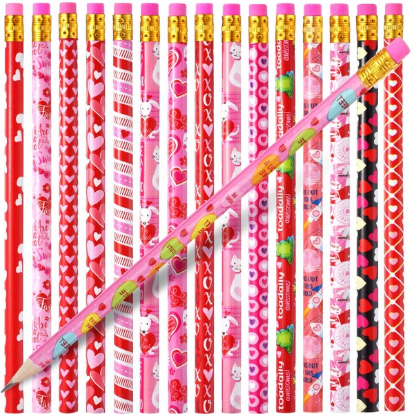Zonon Valentine's Day Pencils for Kids Wood Valentine Pencils with