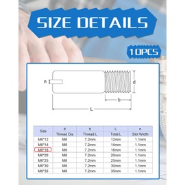 IPNSDON 10pcs 304 M6 x 16mm Stainless Steel Slotted Male Straight Threaded Screws for Furniture and Cabinet Positioning