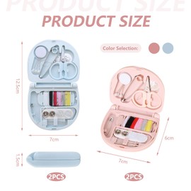 4 Pack Needle and Thread Kit, Portable Mini Sewing Kit, Travel Sewing Set with Scissors, Threads, Needles, Effortless Sew and Mend(Pink, Blue)