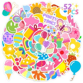 50 Pieces Colorful Water Bottle Stickers for Kids, Funny Cartoon Flower Butterfly Sun Laptop Decals, Waterproof Vinyl Toys Luggage Skateboard Mug DIY Decorative Stickers