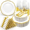 Glowserve 50 Guests 350 PCS Disposable Plastic Plates Gold Dinnerware