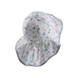 Sterntaler Butterfly Sun Hat with Neck Protection and Tie Strap – Summer Hat Girls with Print and UV 30, Protects the Head from the Sun – Sun Hat Baby with Size Adjustment, White