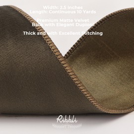 Ribbli Moss Green Velvet Wired Ribbon with Dupioni 2.5 Inch Christmas Ribbon for Gift Wrapping Christmas Tree Decoration Crafts Wreaths Supplies-Continuous 10 Yards