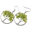 SUNYIK Peridot Stone Dangle Earrings for Women(Silver Plated)