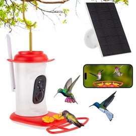 Smart Hummingbird Feeder with 2K HD Camera Auto Capture/Notify &AI Identify Bird Species, Bird Watching Camera with 3 Feeding Ports for Outdoors Hanging, Live View, Instant Notify, Gift for Bird Lover