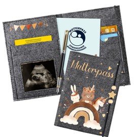 Felt Maternity Log Cover for German Maternity Log Protective Cover for Storing Vaccination Certificate etc., Cute Gift for Pregnant Women and Future Mothers (German Dark Grey)