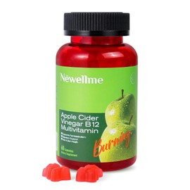 Montue NEWELLME Apple Cider Vinegar Gummies B12 Multivitamin,ACV Supplement Gummy Vitamins,Non GMO, Vegetarian Supplement for Women & Men,Support Normal Energy Levels & Gut Health 60 Gummies (60)