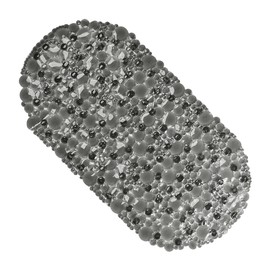 Bubbles Non-Slip Oval Bathtub Mat Clear Grey 28 L X 15 W