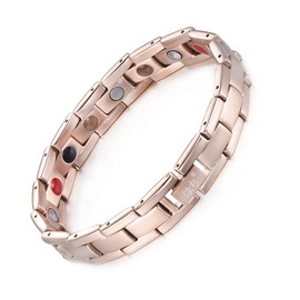 はち Rose Gold Magnetic Bracelet Adjustable Bracelet Germanium Stone Magnetic Therapy Bracelet Healthy Magnetic Bracelet Suitable for Gifts, Titanium