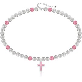 TYQSY Baseball Necklace, 18-20 Inch Rhinestone Bead Necklace, Baseball Cross Necklace for Men, Adjustable Drip Necklaces, Athletic-Inspired Baseball Jewelry for Team Lovers Fans