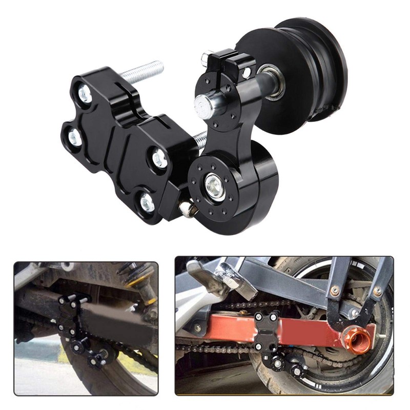オートバイ テンショナー、チェーン テンショナー アジャスター ユニバーサル アルミニウム チェーン テンショナー ボルトローラーの自動アジャスター オートバイ
