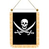 Pirates Window Hanging Flag With Fringy, Skull Mini Flag Banner