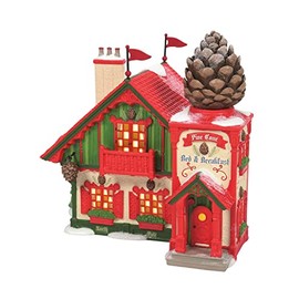 Department 56 North Pole Village Pine Cone Bed and Breakfast Lit Building, 6.97 Inch, Multicolor