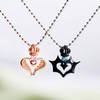 Rockyu Brand Women's Necklace Pink Gold Crown Heart Pendant Stainless