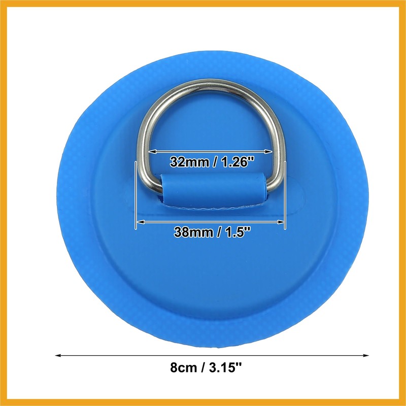 Partuto 8pcs 8cm Blue D Ring Patch Pad PVC Stainless