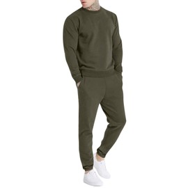 Uni Clau Men's Casual Tracksuit Athletic Sweatsuits Long Sleeve 2 Piece Outfit Running Jogging Sport Suit Sets, Green, Large