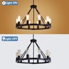 9MMML 10 Lights Wagon Wheel Chandelier, Black Round Globe Wrought