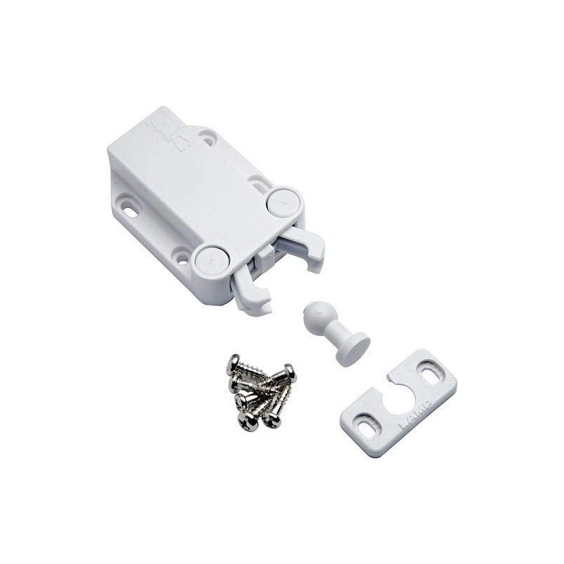 Sugatsune LAMP White Plastic Non-Magnetic Touch Safe Push Latch (Set